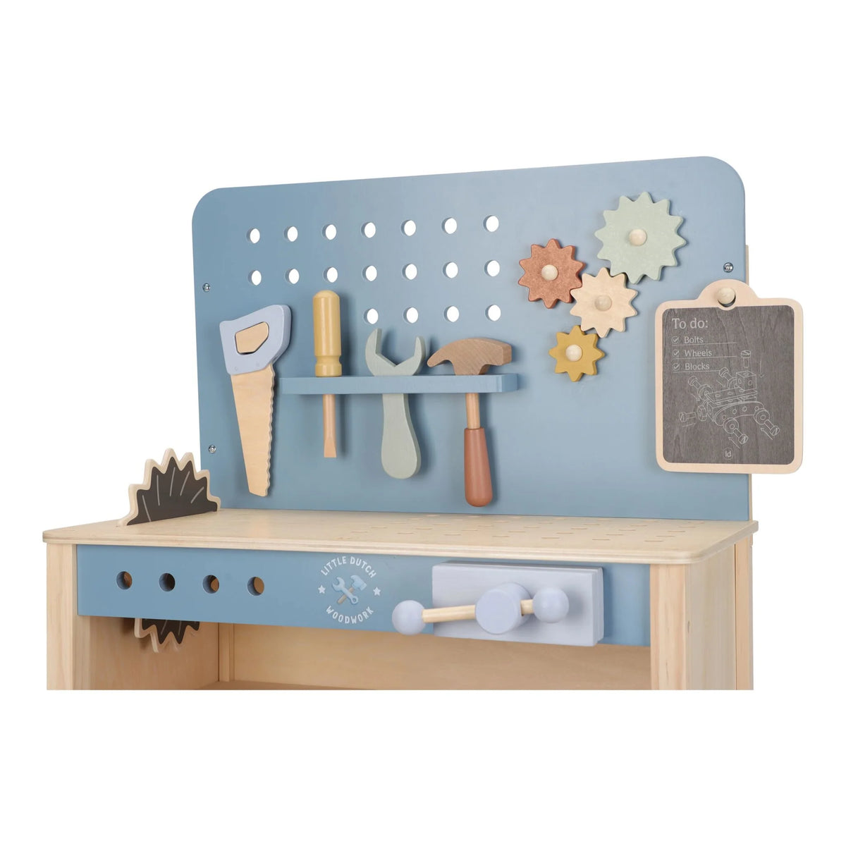 Little Dutch Wooden Toy Workbench & Accessories – Blue
