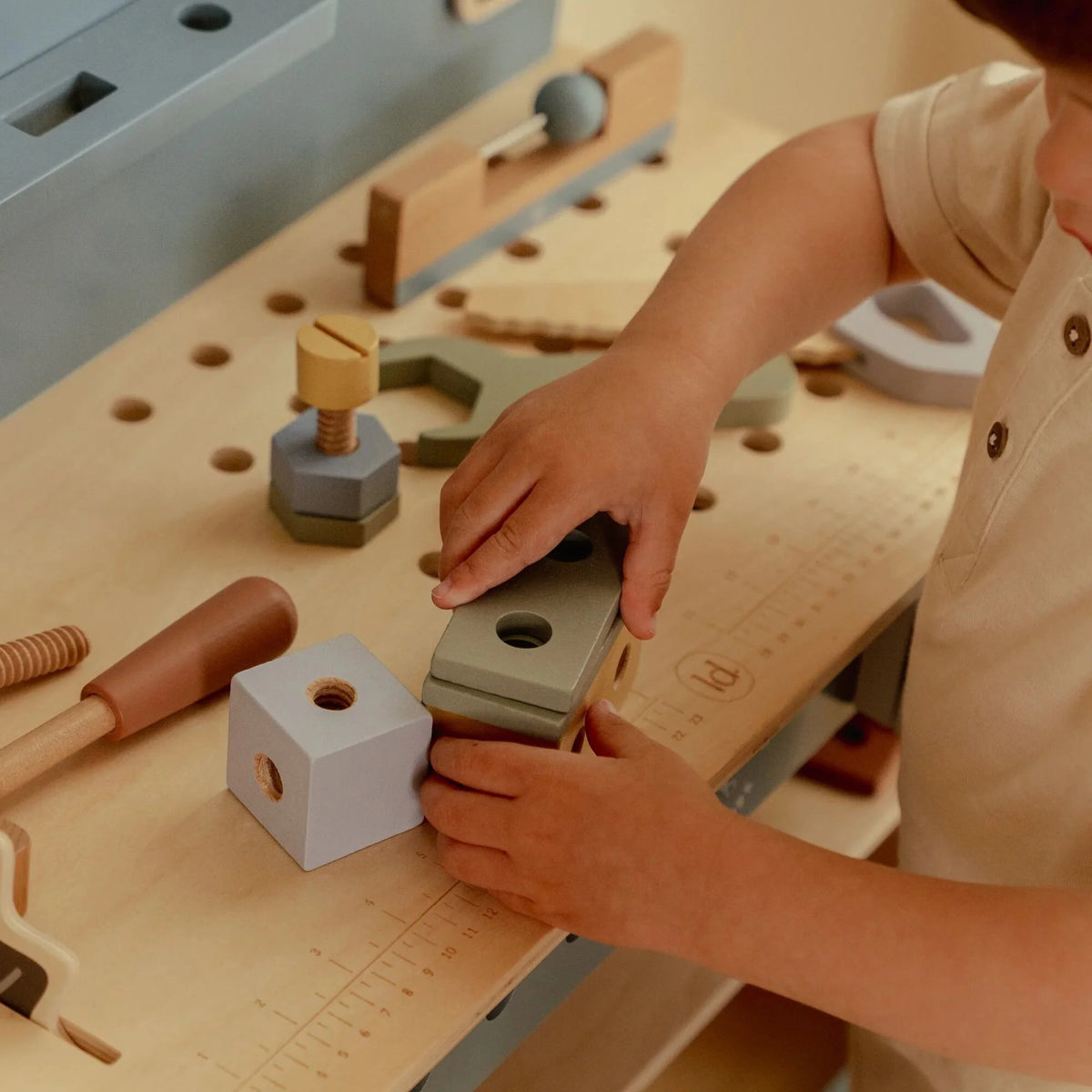 Little Dutch Wooden Toy Workbench & Accessories – Blue