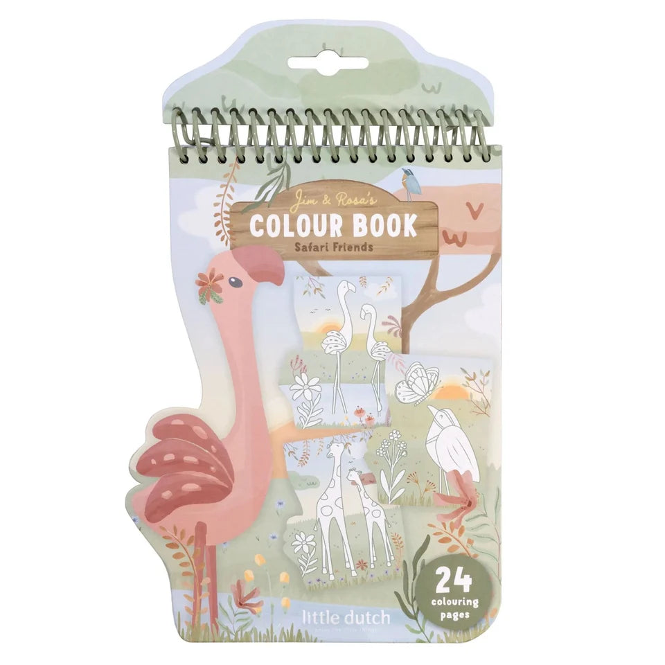 Little Dutch Shaped Colouring Book - Safari Flamingo