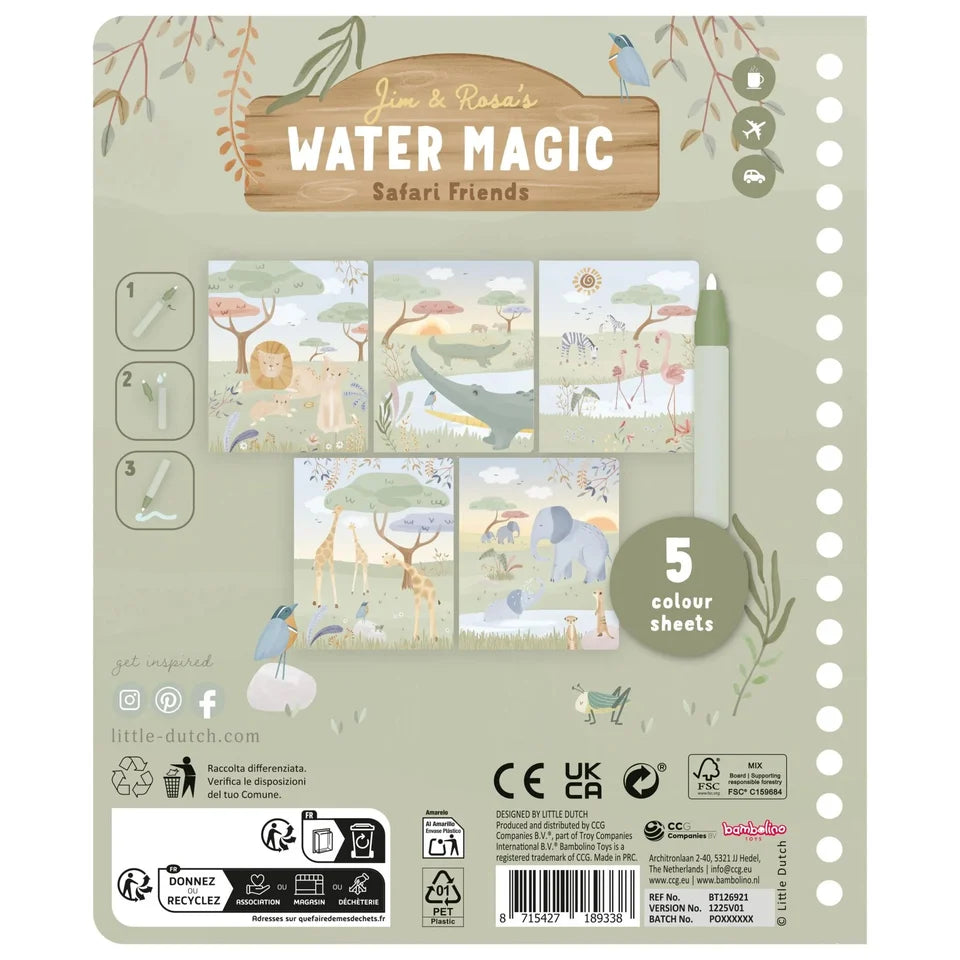 Little Dutch Water Magic Book - Safari Rosa