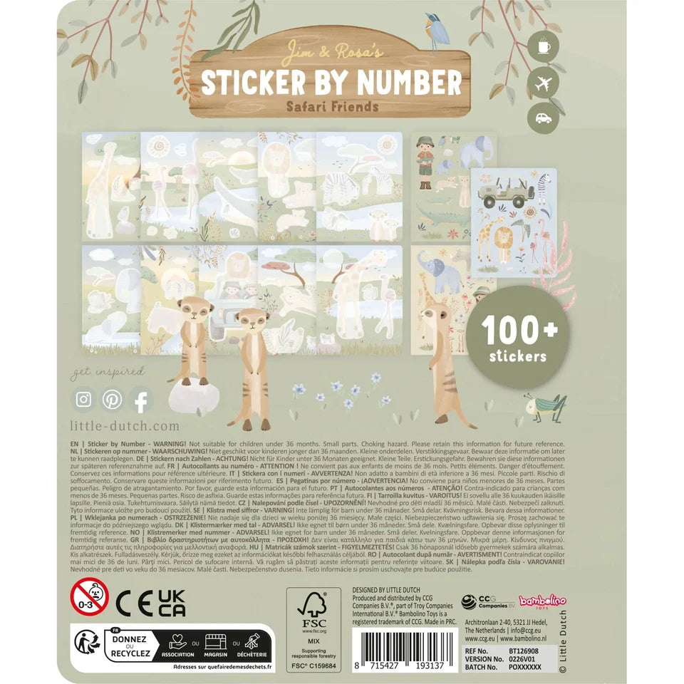 Little Dutch Sticker by Number Book - Safari Rosa