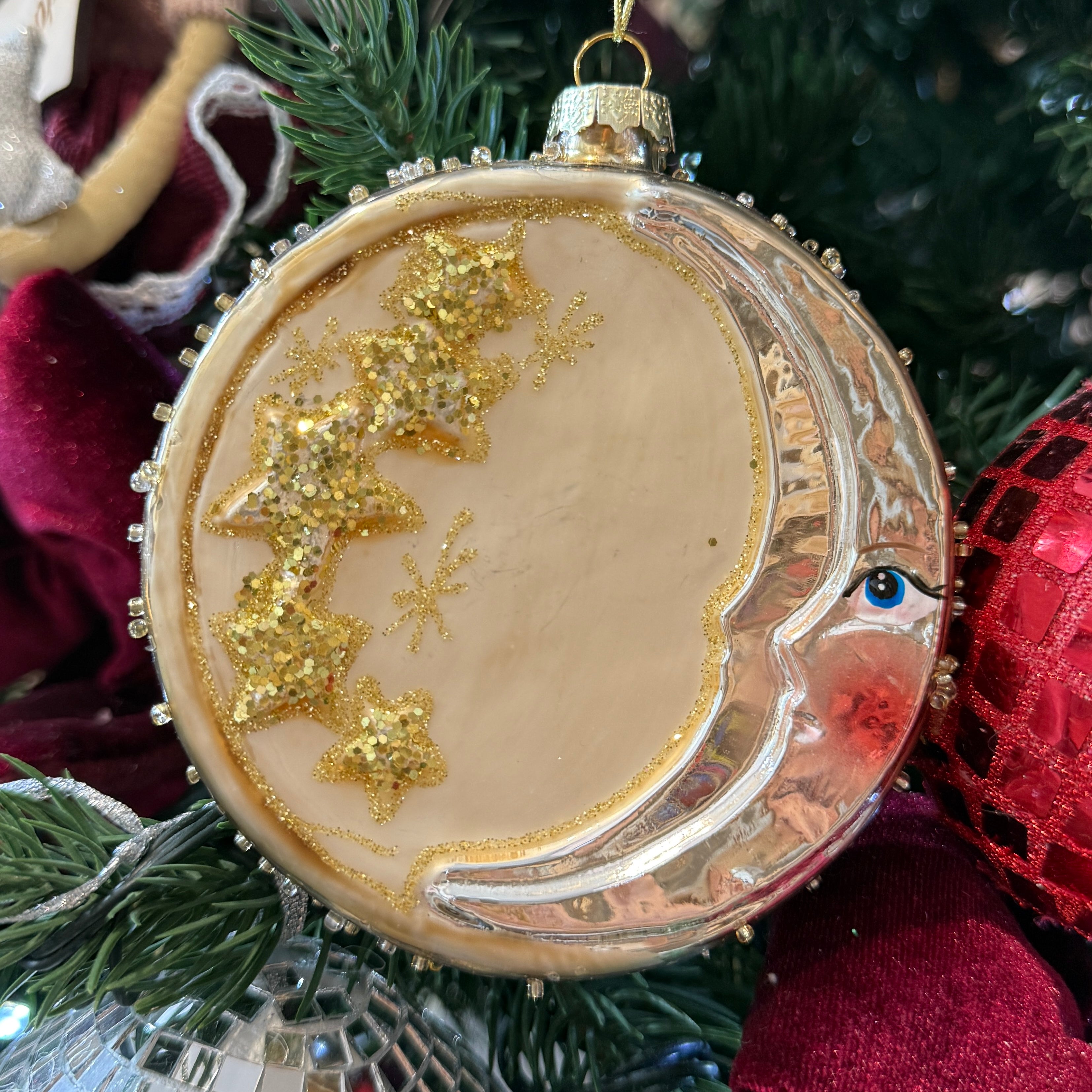 Celestial Sun & Moon Glass Christmas Bauble