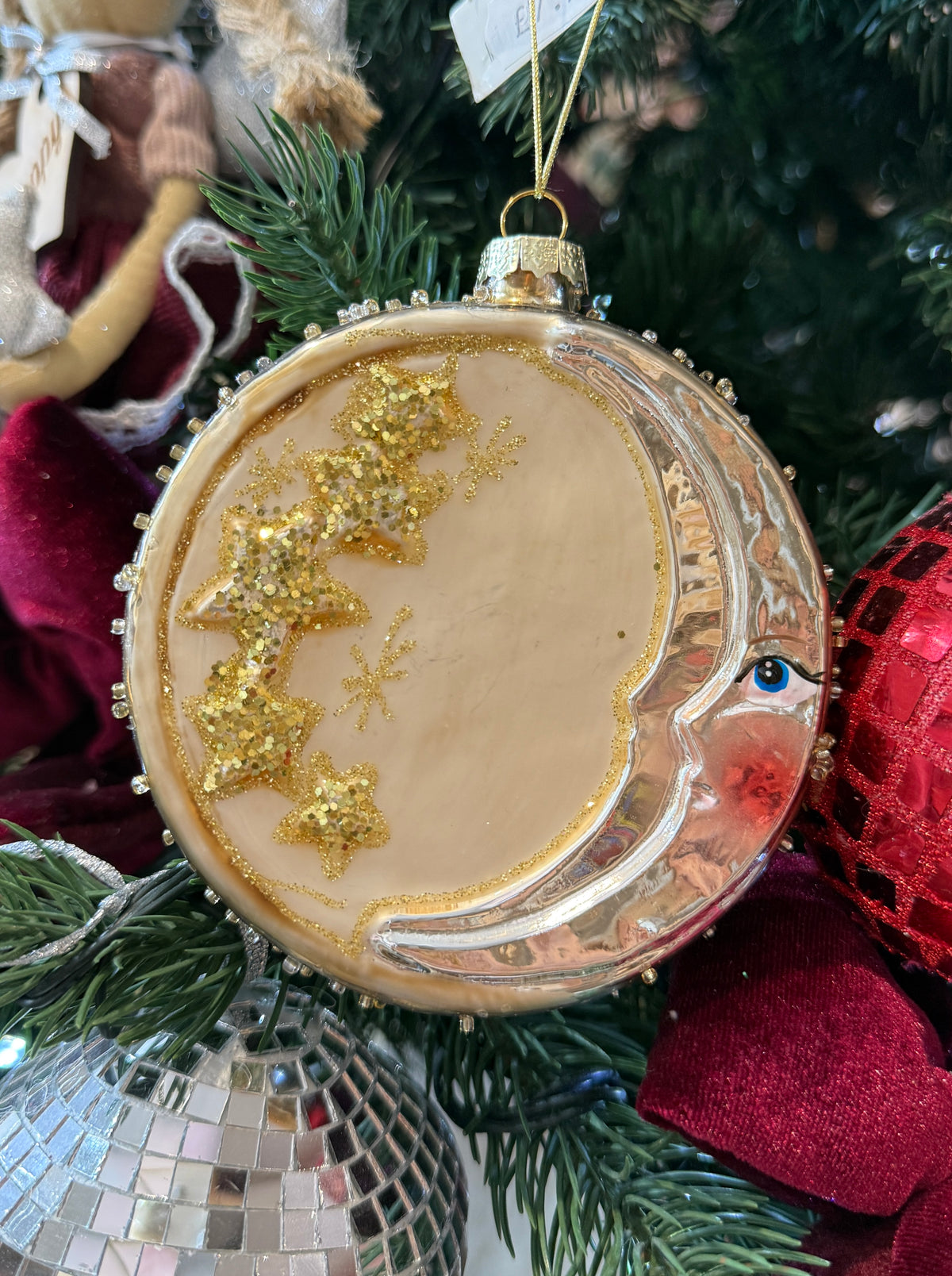 Celestial Sun & Moon Glass Christmas Bauble