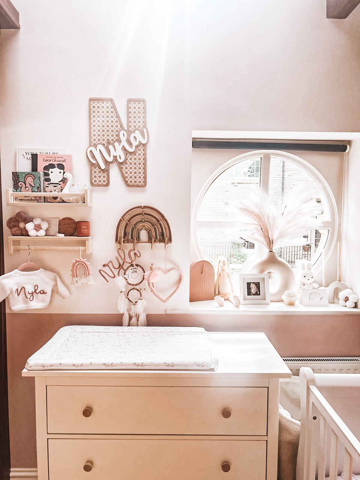 Personalised Rattan Effect Wooden Letter – Nursery & Bedroom Décor.