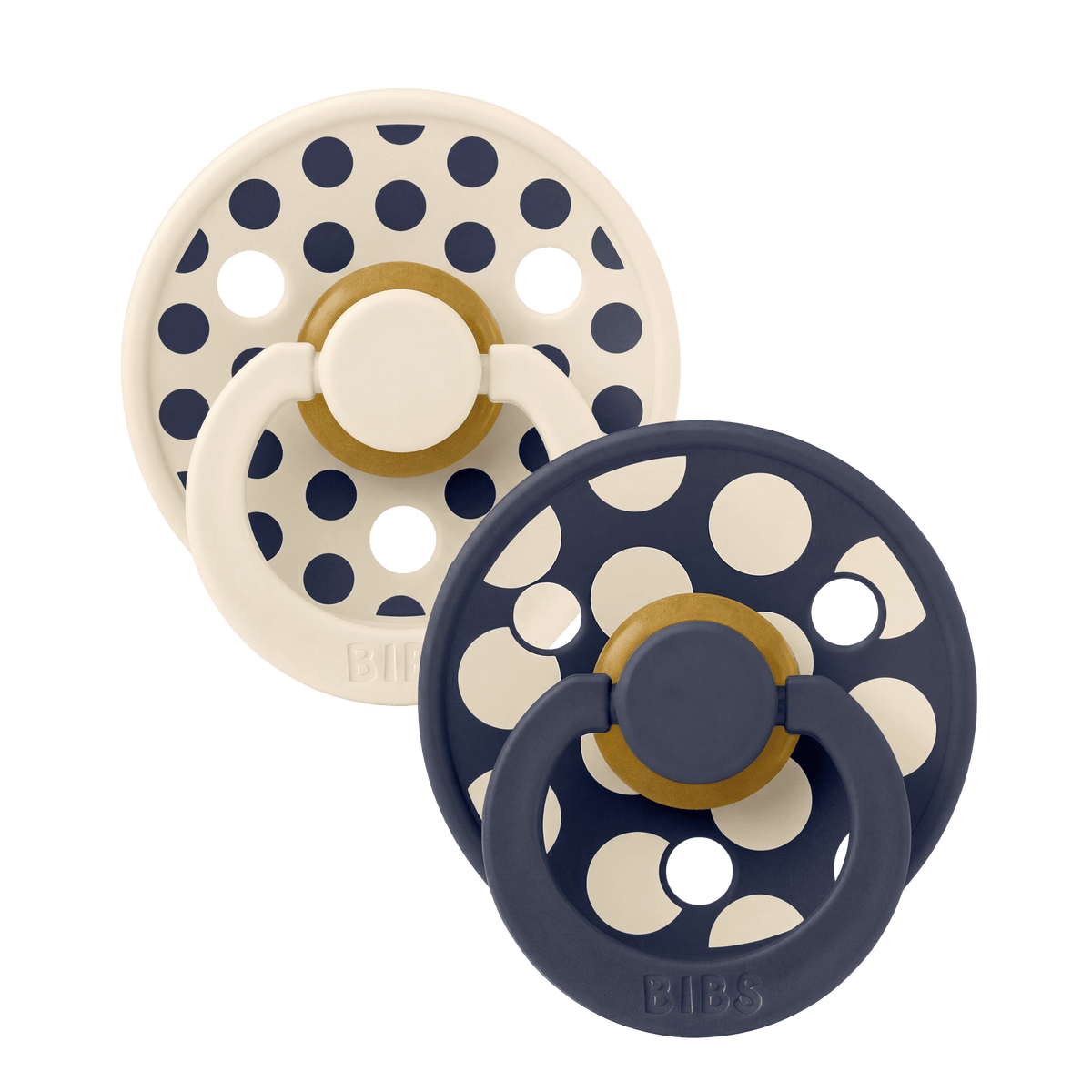 BIBS Studio Colour 2 Pack – Polka Mix Ivory/Deep Space