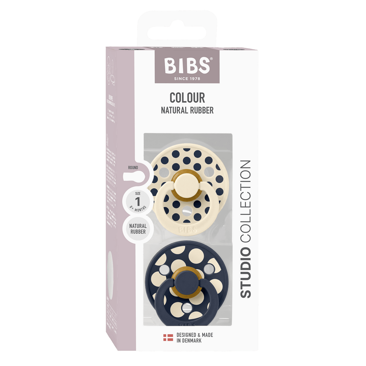 BIBS Studio Colour 2 Pack – Polka Mix Ivory/Deep Space
