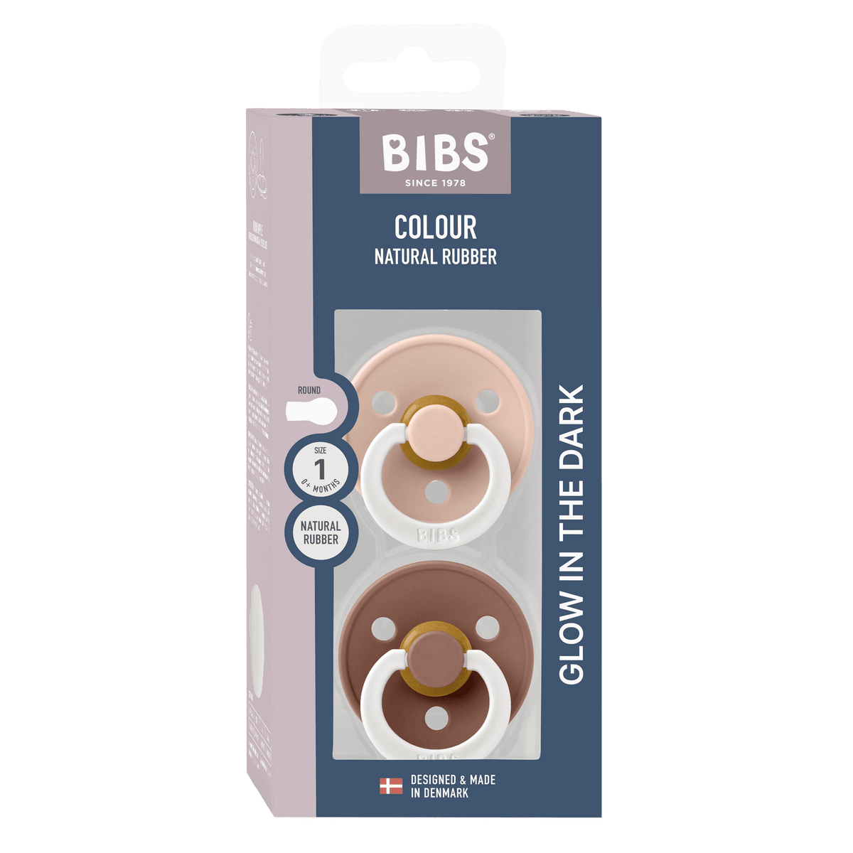 BIBS Colour GLOW 2 Pack – Blush GLOW/Woodchuck GLOW