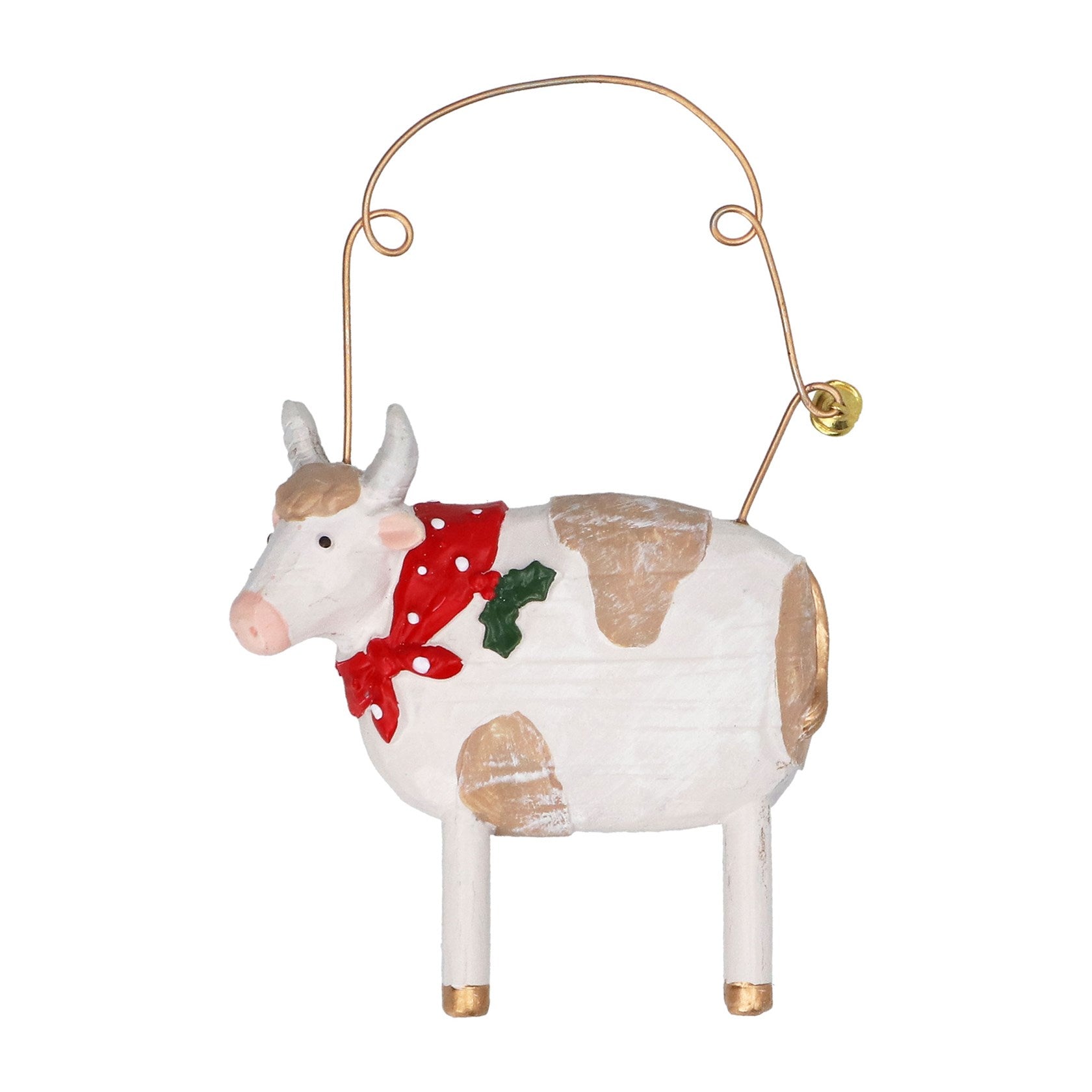 Gisela Graham Cow with Scarf Christmas Decoration – 7cm