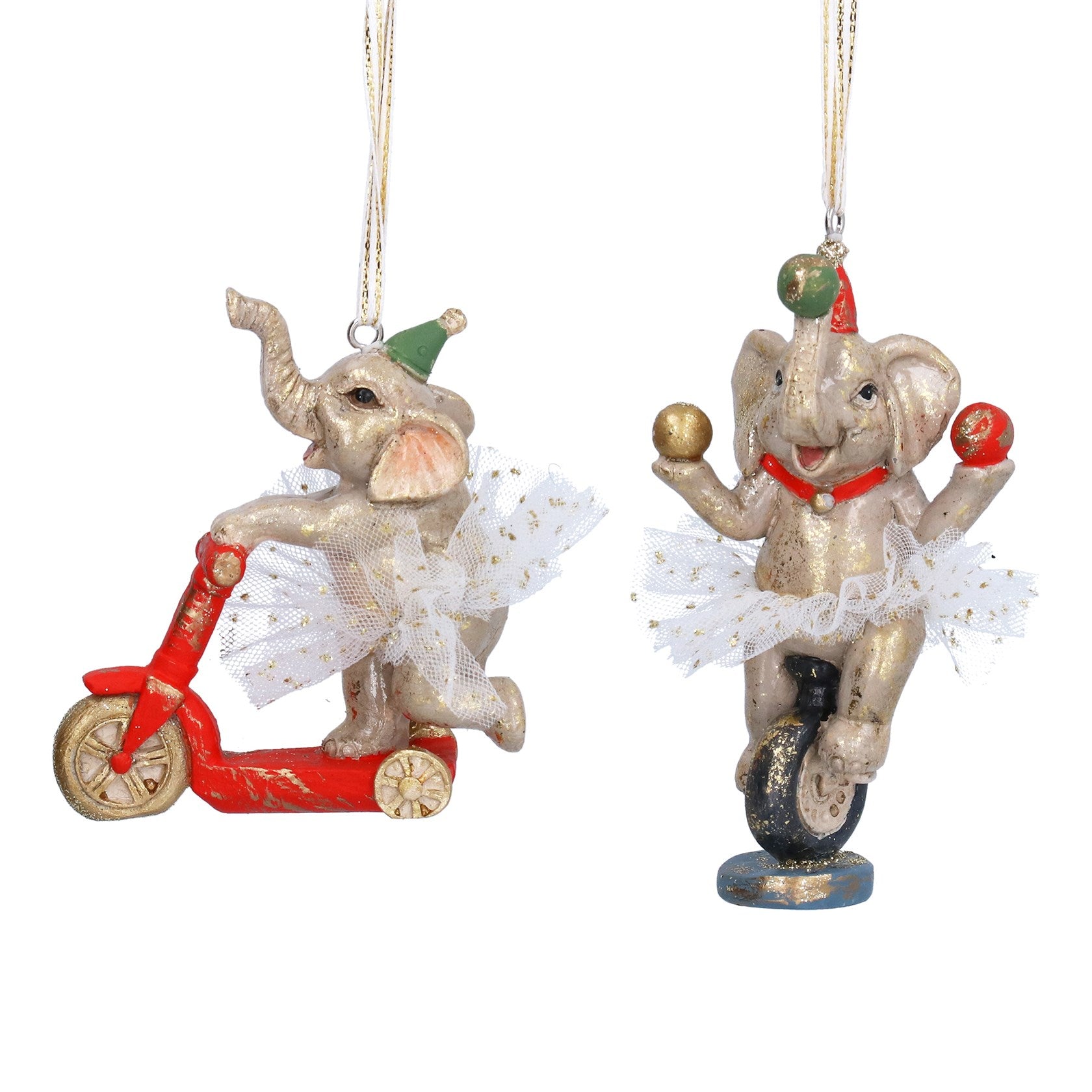 Gisela Graham Circus Elephant Christmas Hanging Decoration – 2 Designs
