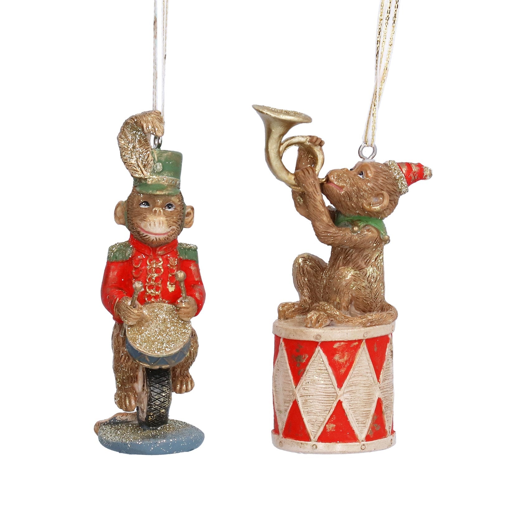 Gisela Graham Circus Monkey Christmas Hanging Decoration – 2 Designs