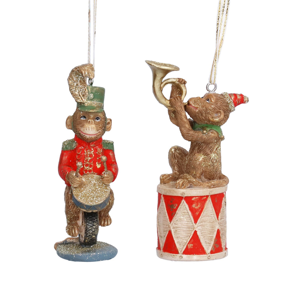 Gisela Graham Circus Monkey Christmas Hanging Decoration – 2 Designs