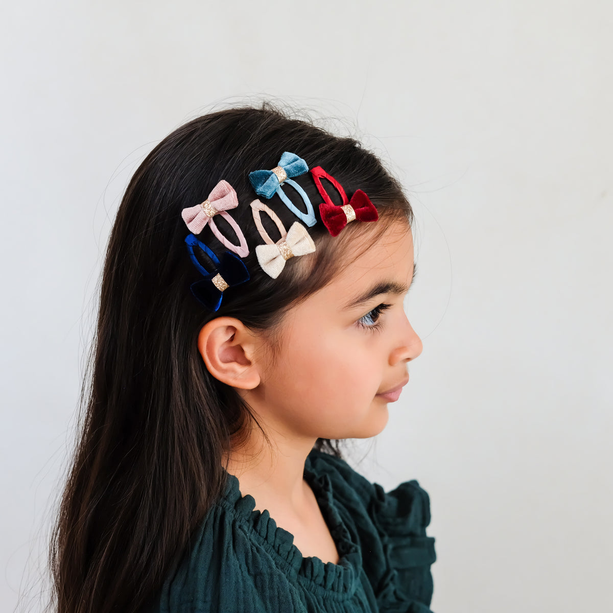 Tinkerbell Velvet Bow Mini Hair Clips