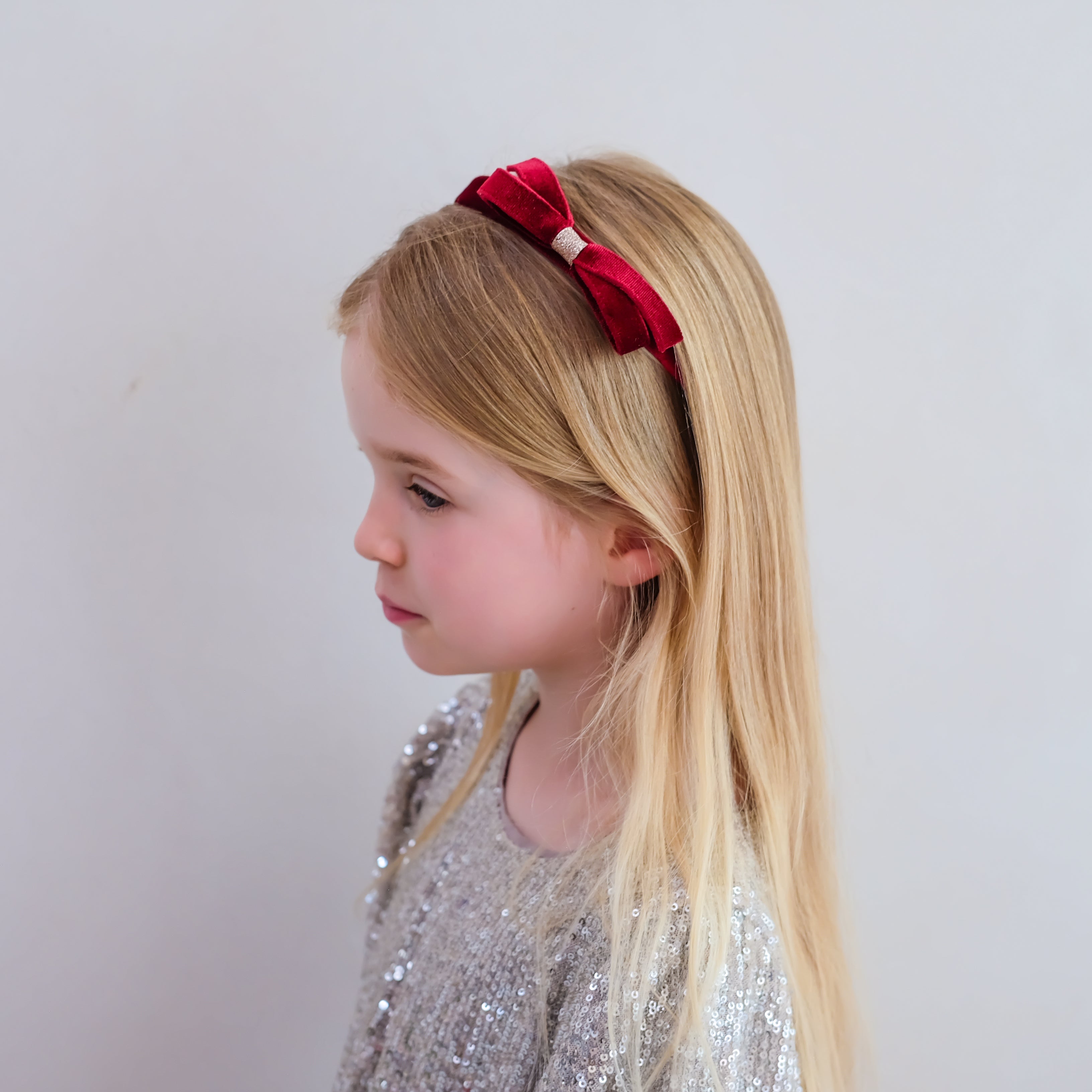 Violet Bow Headband - Burgundy