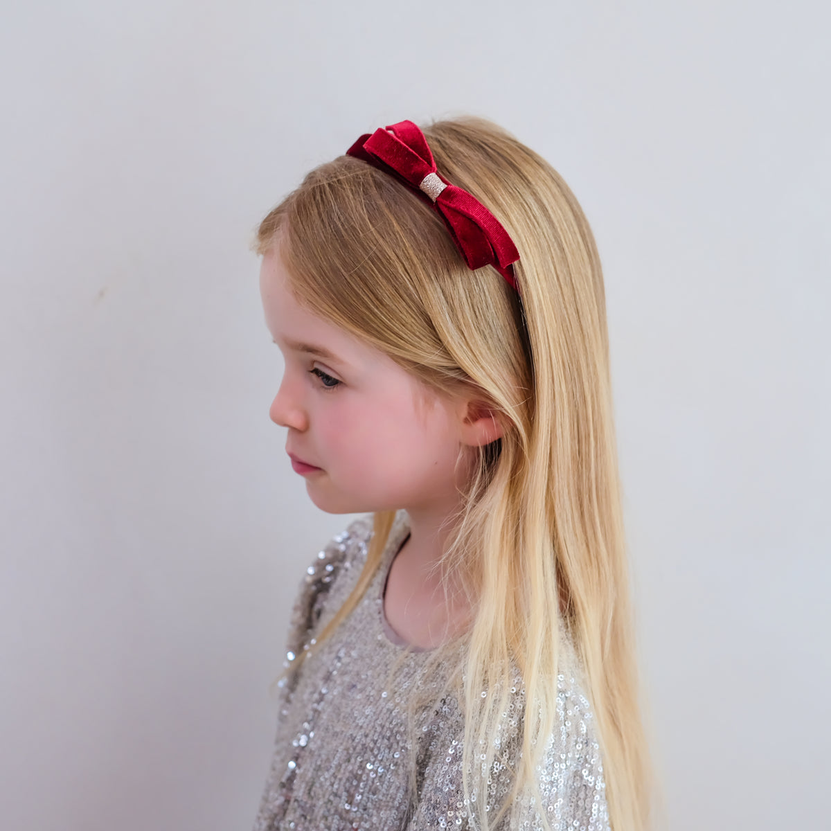 Violet Bow Headband - Burgundy