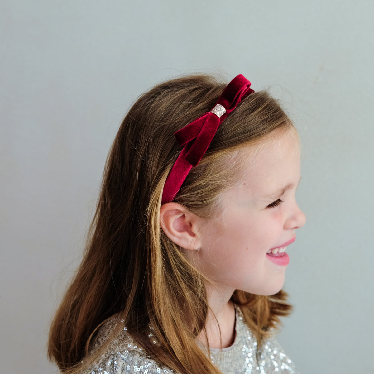Violet Bow Headband - Burgundy