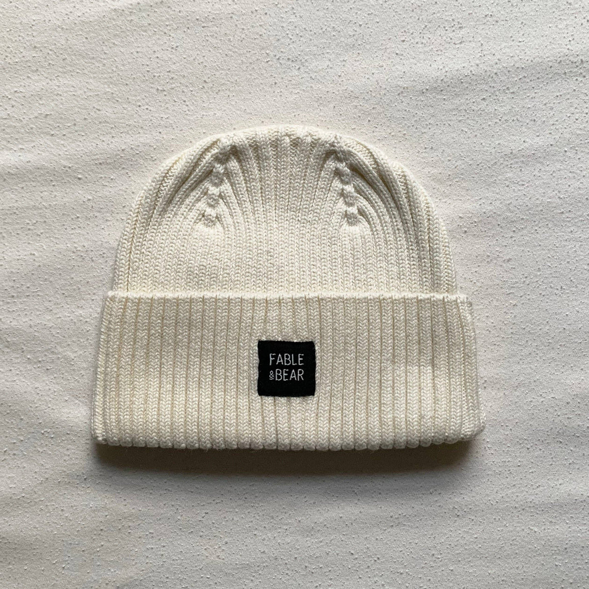 Fable & Bear Organic Cotton Ribbed Baby Hat – Cream
