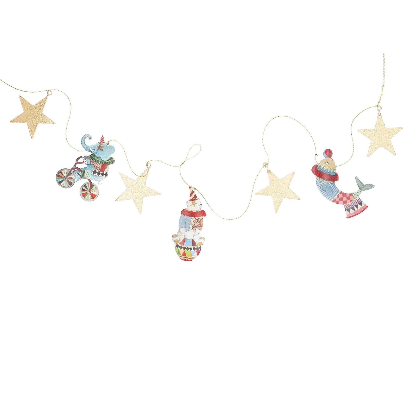 Gisela Graham Gold Glitter Circus Animals Christmas Garland