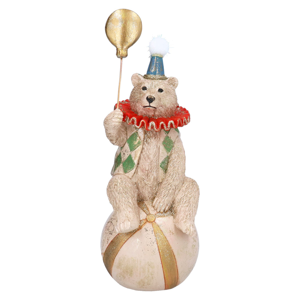Gisela Graham Circus Bear on Ball Christmas Decoration – 23cm