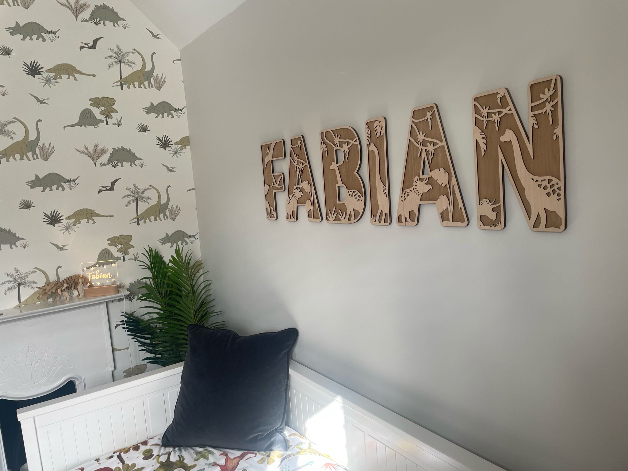 Personalised Dinosaur Wooden Wall Letters – Nursery & Bedroom Decor
