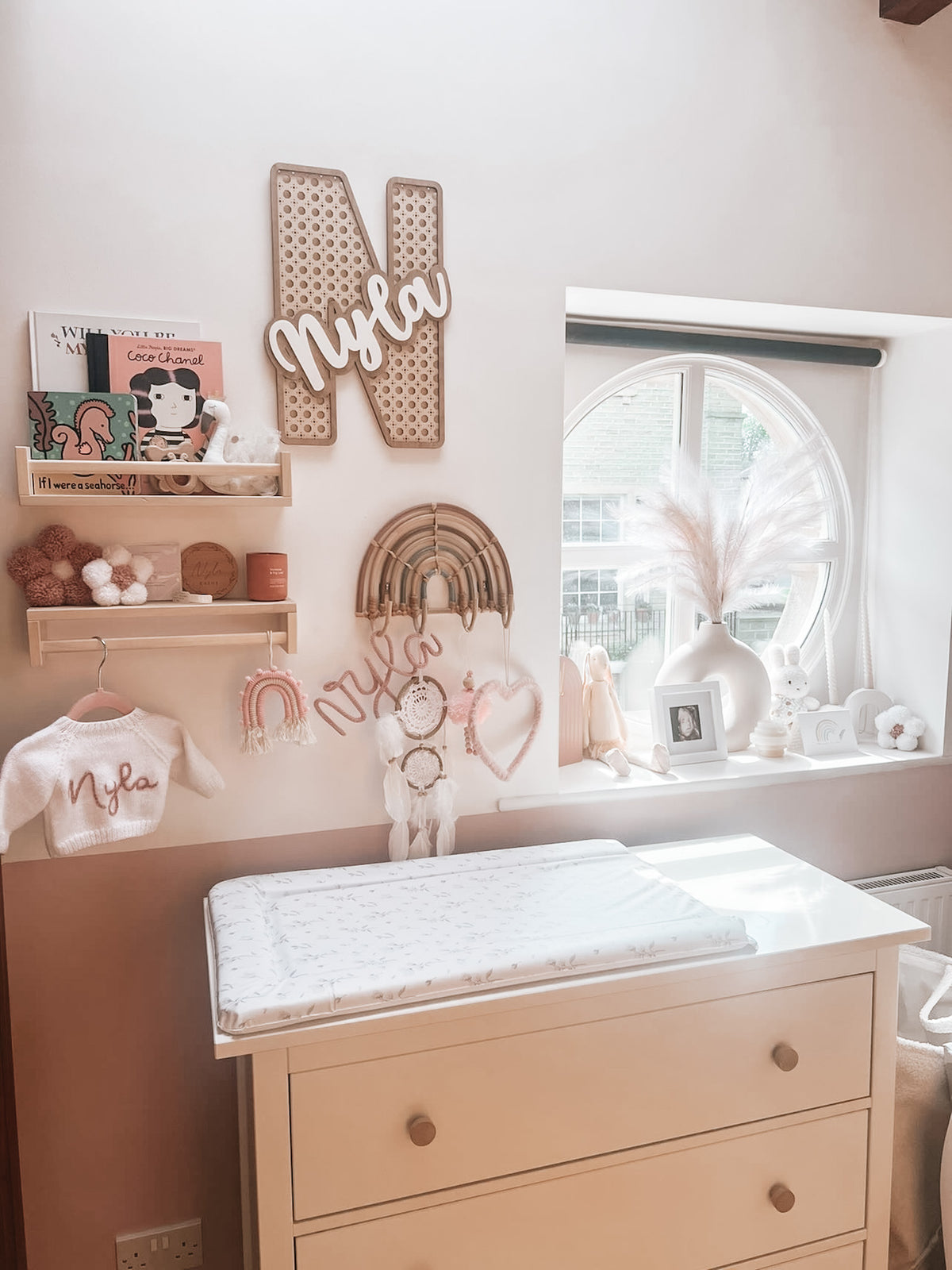 Personalised Rattan Effect Wooden Letter – Nursery & Bedroom Décor.