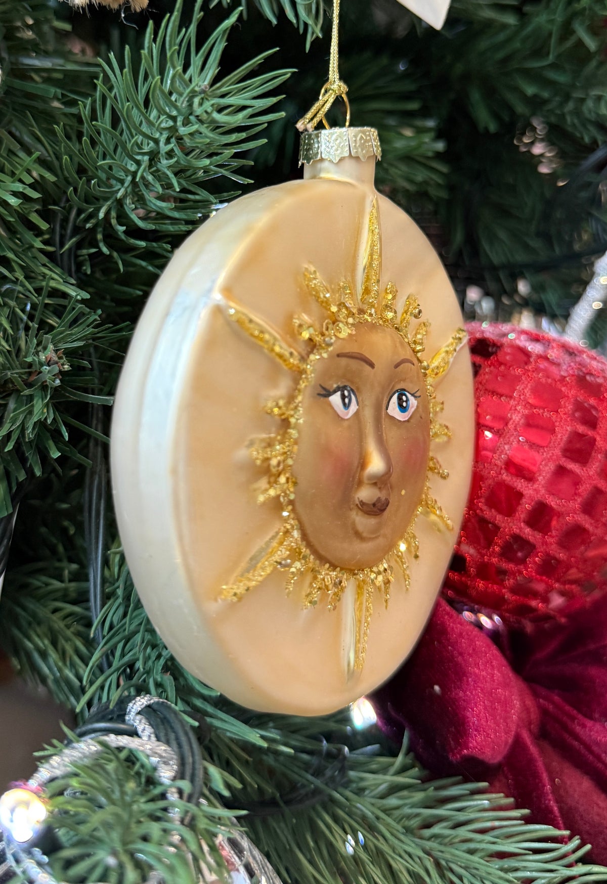 Celestial Sun & Moon Glass Christmas Bauble