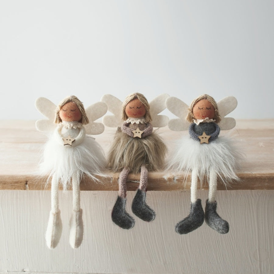 Sitting Fabric Christmas Angel Decoration – 16cm