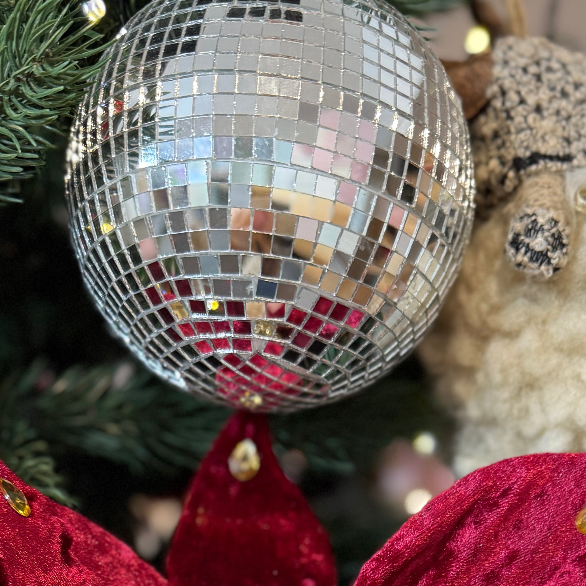 Silver Disco Ball Christmas Hanging Decoration – 12cm