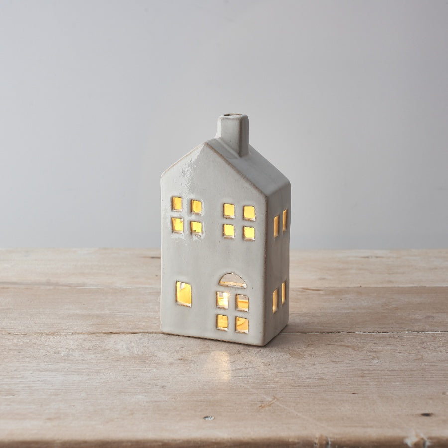 Natural Ceramic House with LED Light – 17cm