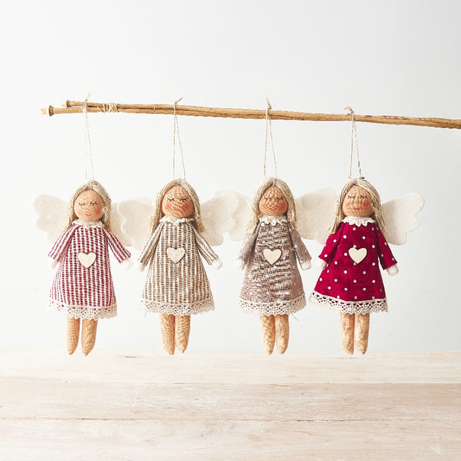 Fabric Christmas Angel Hanging Decoration – Choice of 4