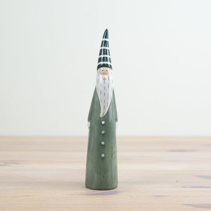 Tall Green Santa Christmas Decoration – 22cm