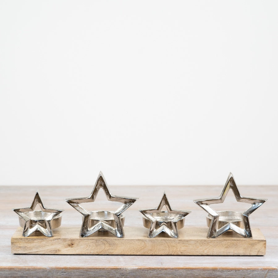 Wooden Star T-Light Holder – 43cm