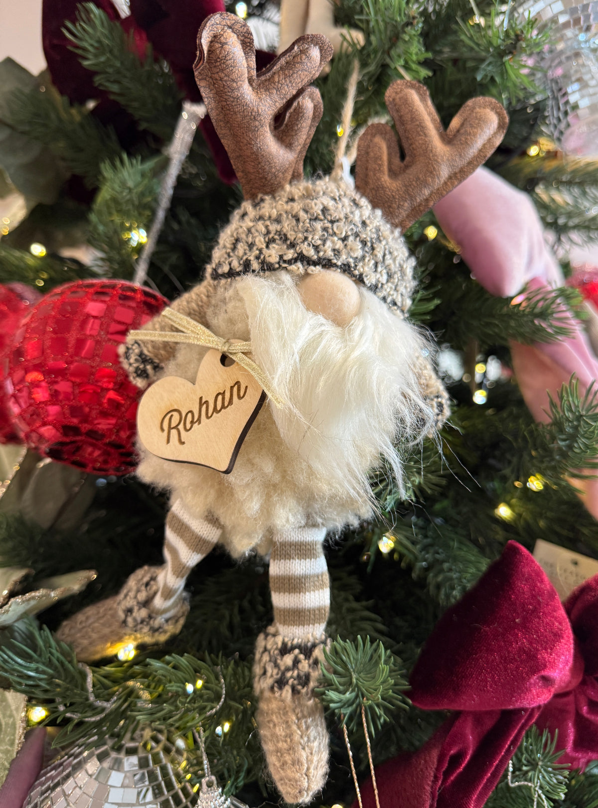 Personalised Christmas Reindeer Gonk Hanging Decoration