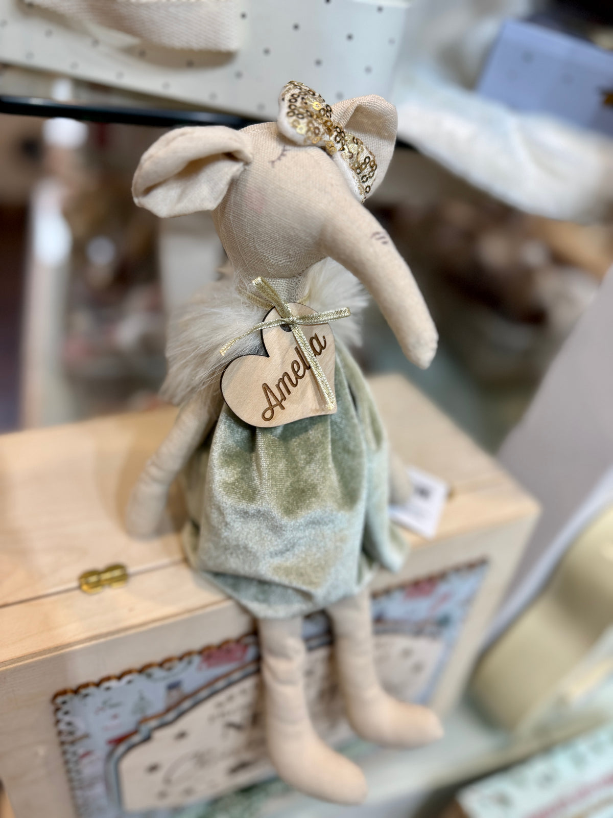 Personalised Christmas Elephant Girl Decoration – Pink or Green