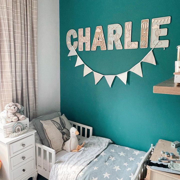 Personalised Balloons Wooden Wall Letters – Nursery & Bedroom Decor