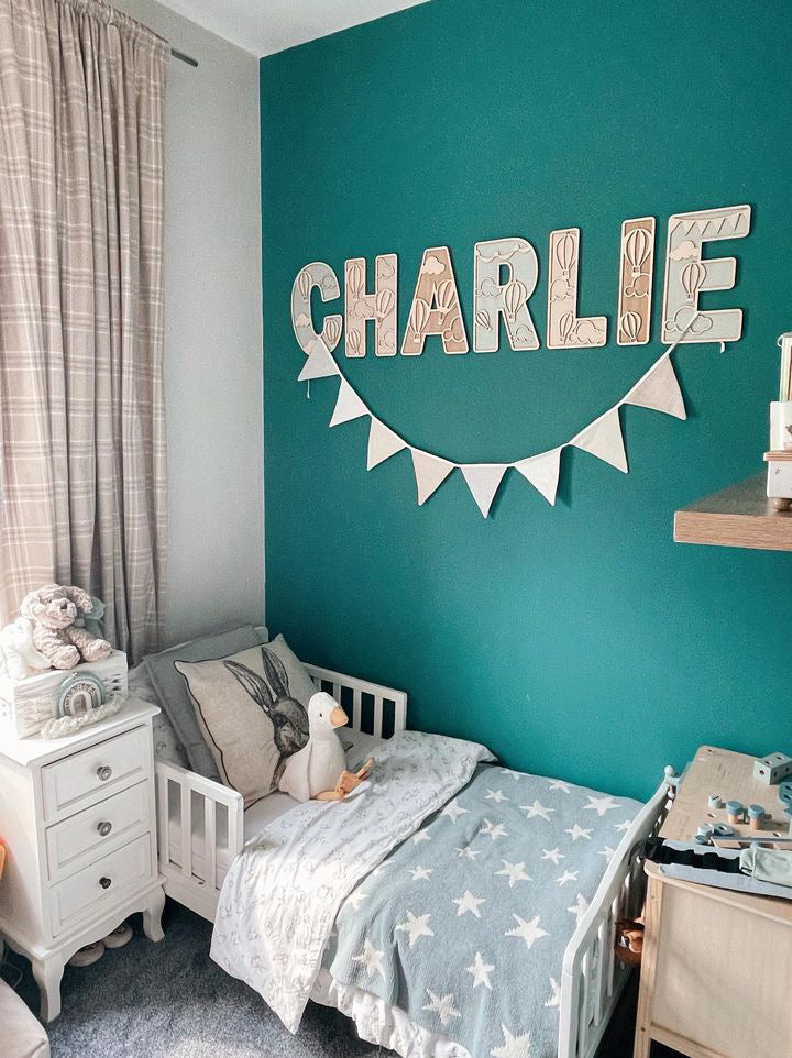 Personalised Balloons Wooden Wall Letters – Nursery & Bedroom Decor