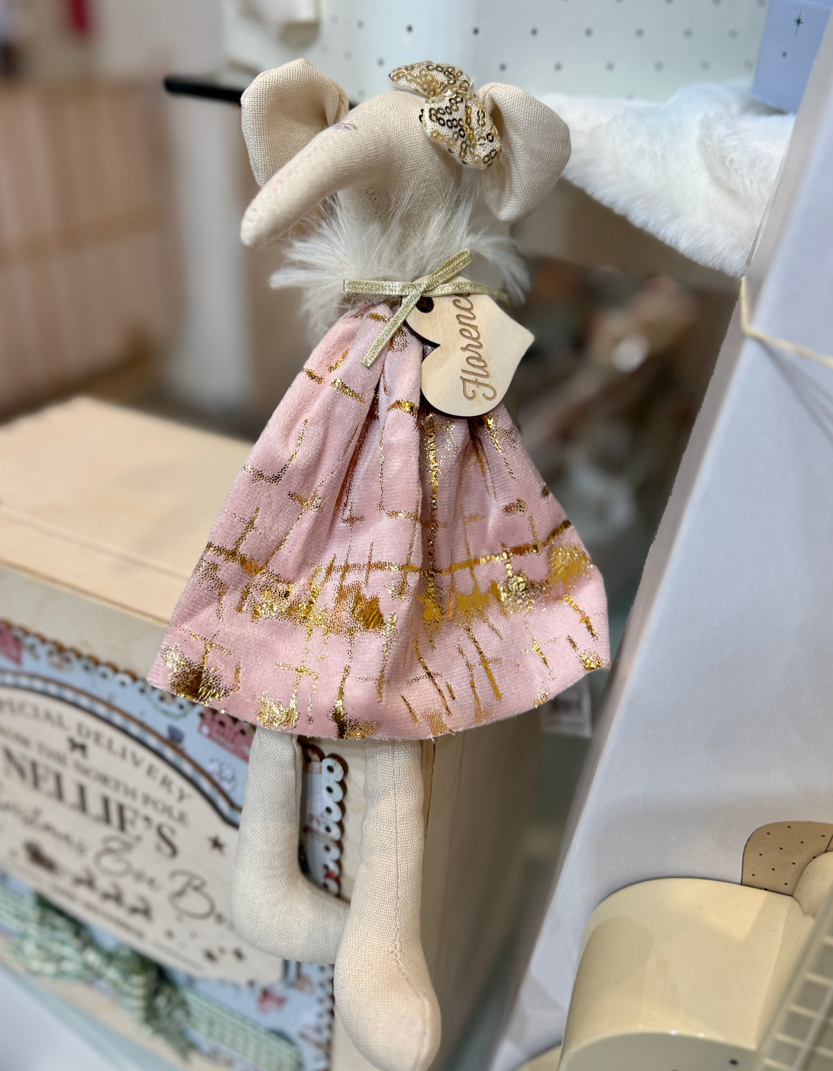 Personalised Christmas Elephant Girl Decoration – Pink or Green