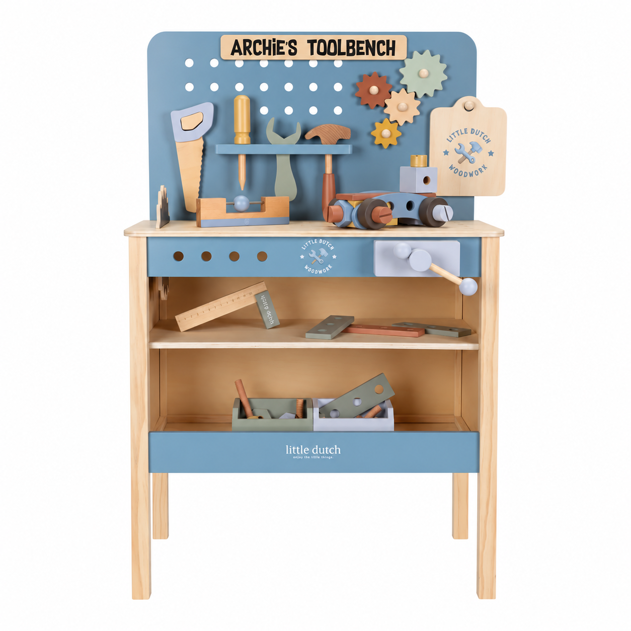 Little Dutch Wooden Toy Workbench & Accessories – Blue