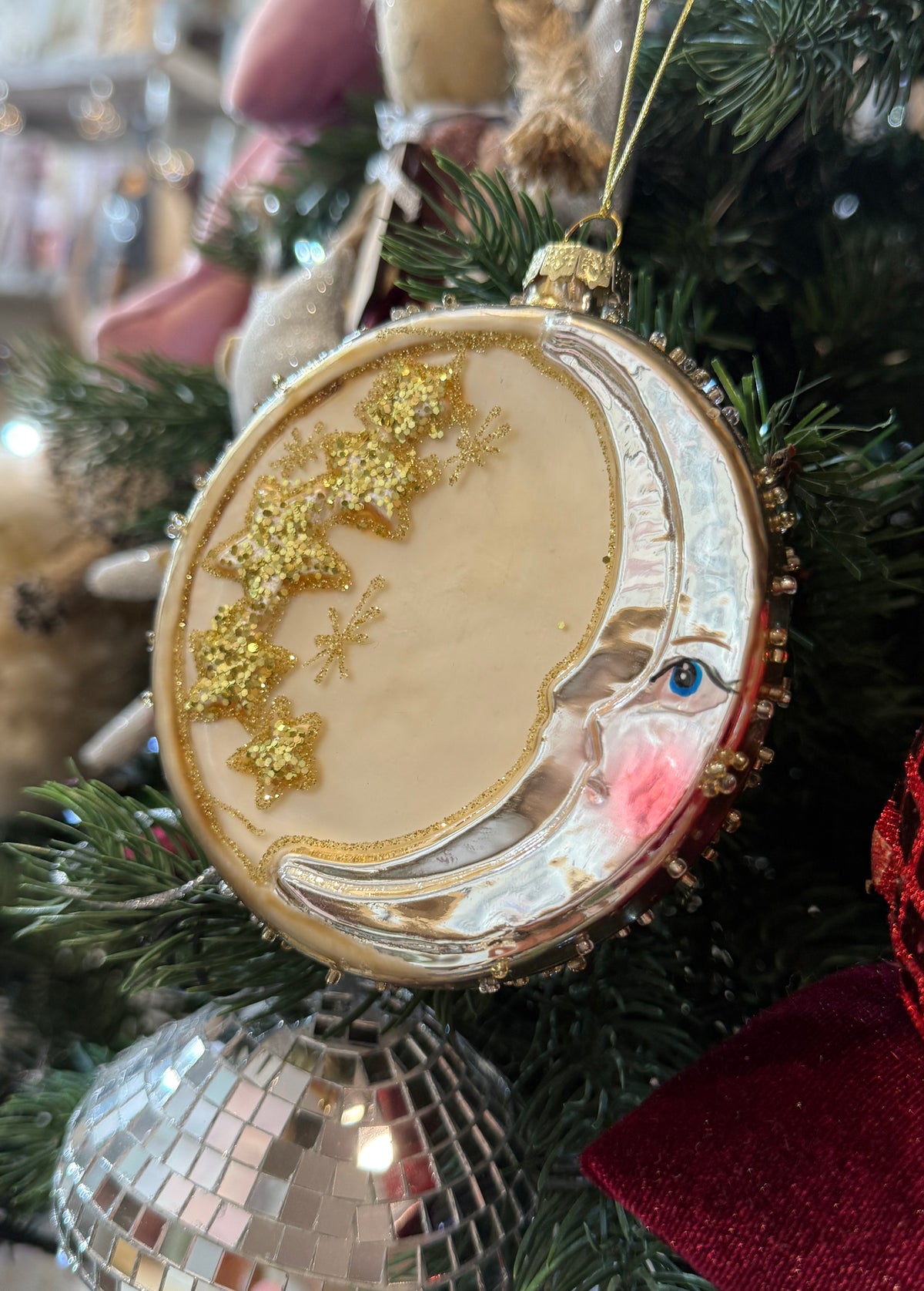 Celestial Sun & Moon Glass Christmas Bauble