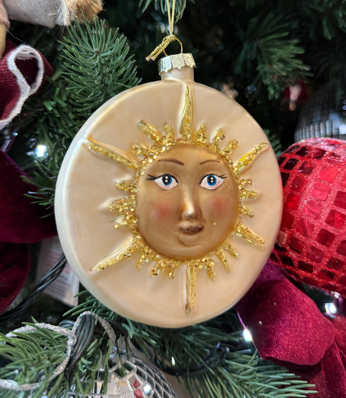 Celestial Sun & Moon Glass Christmas Bauble