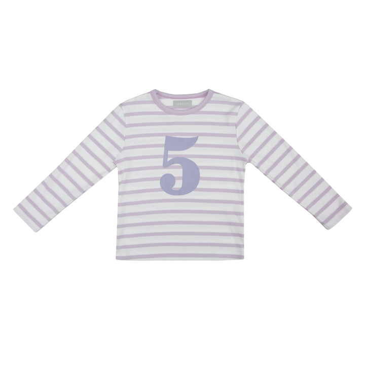 Bob & Blossom Parma Violet & White Breton Striped Number 5 T Shirt
