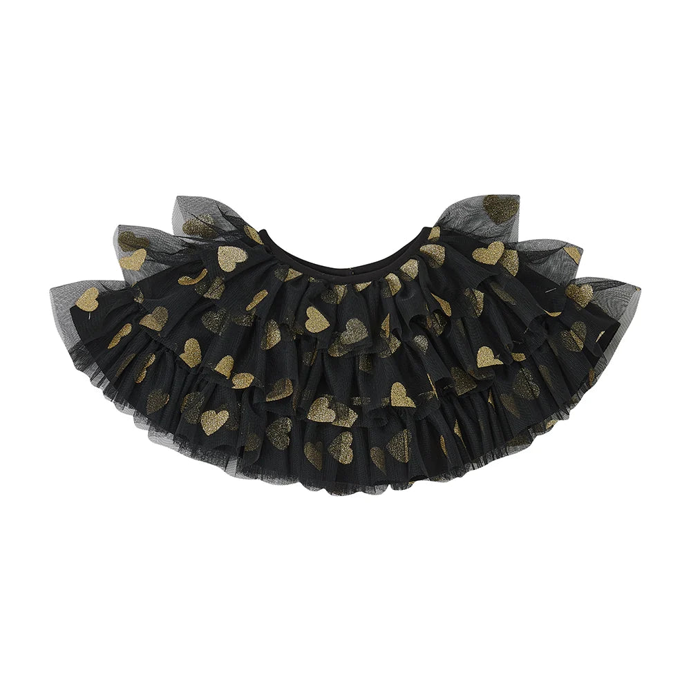 Black & Gold Glitter Heart Cape