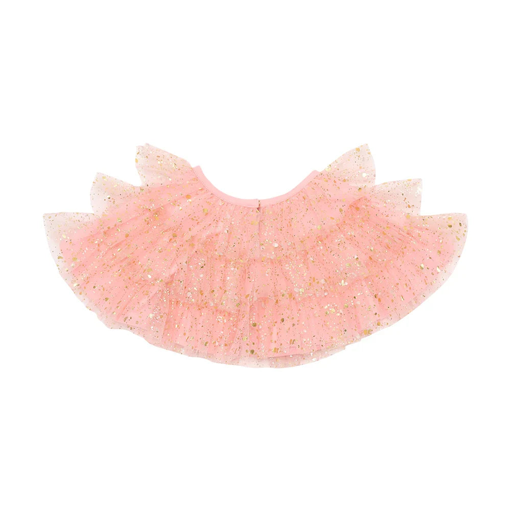 Coral with Gold Sparkle Cape