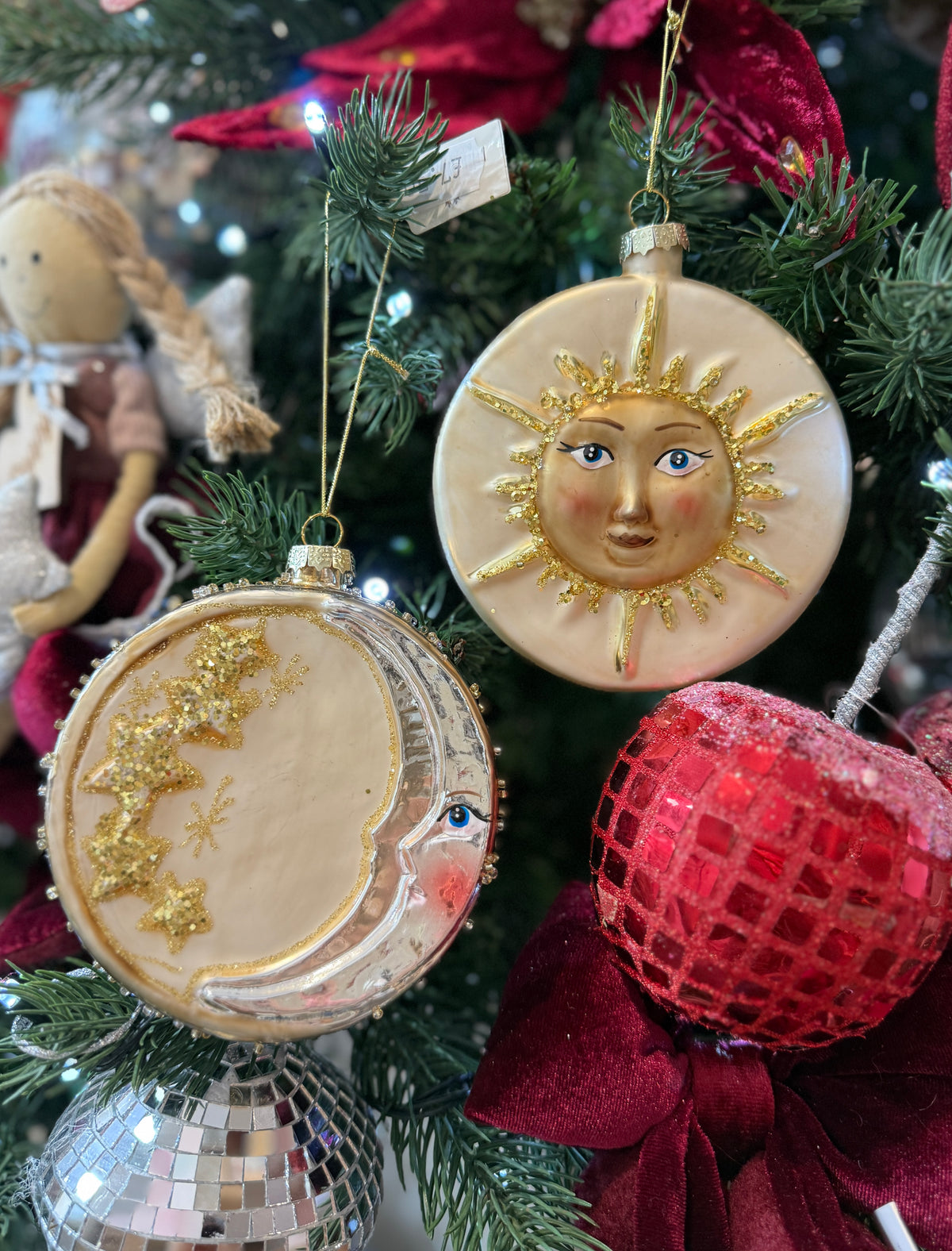Celestial Sun & Moon Glass Christmas Bauble