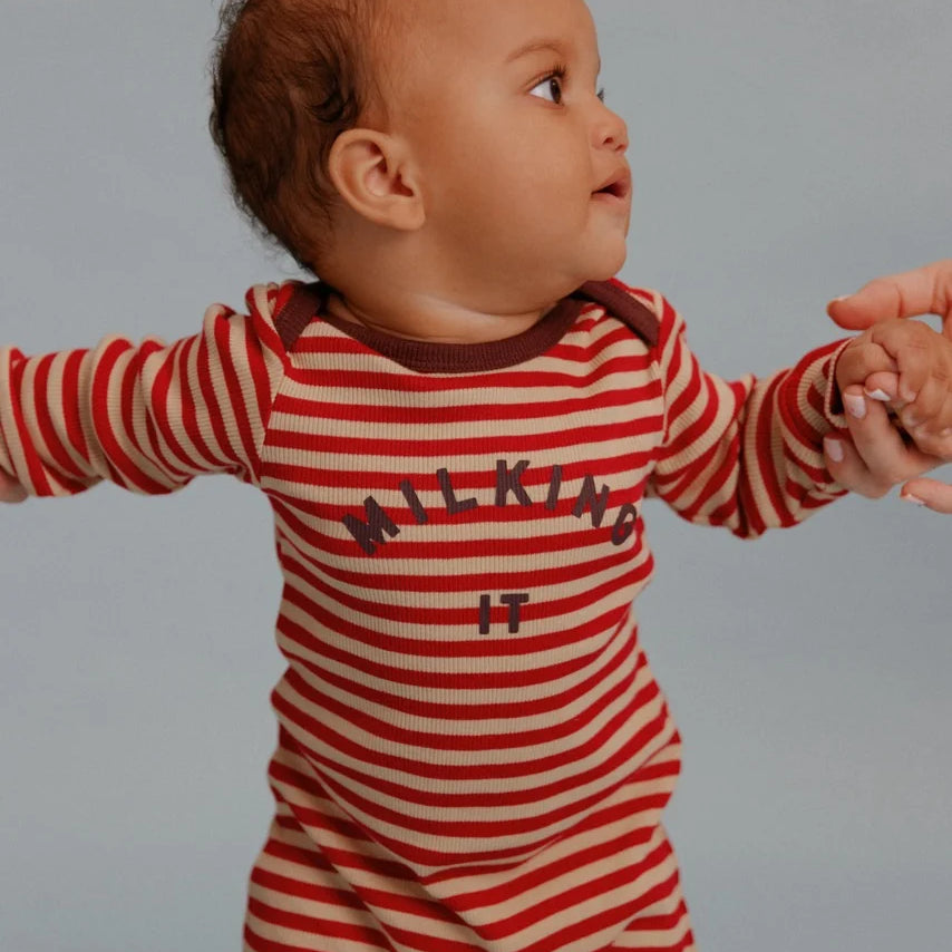 Milking it Crimson Stripe Onesie