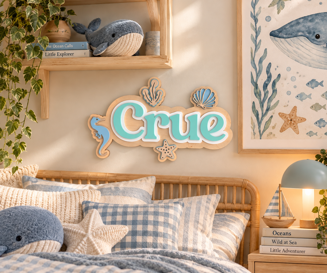 Personalised Wooden & Acrylic Name Sign – Under the Sea