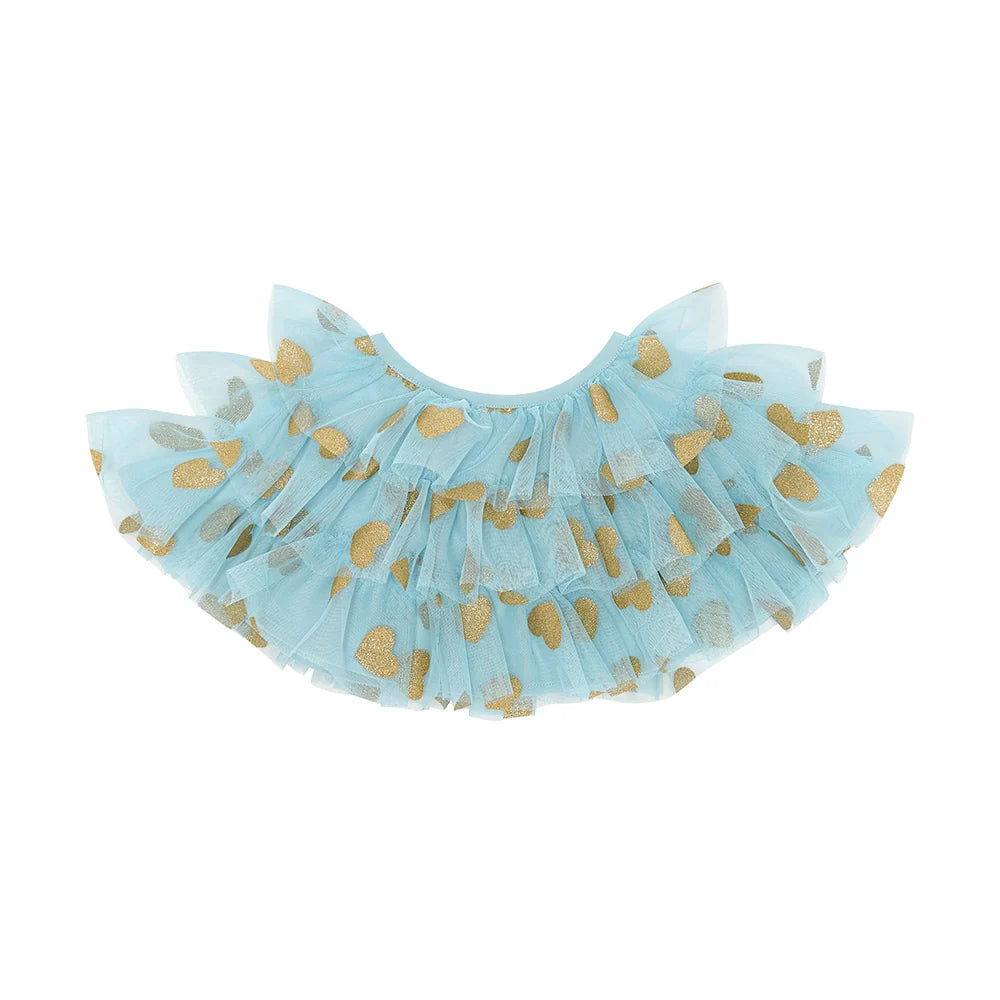 Duck Egg & Gold Glitter Heart Cape