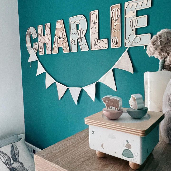 Personalised Balloons Wooden Wall Letters – Nursery & Bedroom Decor