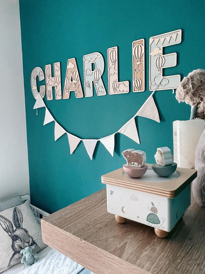 Personalised Balloons Wooden Wall Letters – Nursery & Bedroom Decor