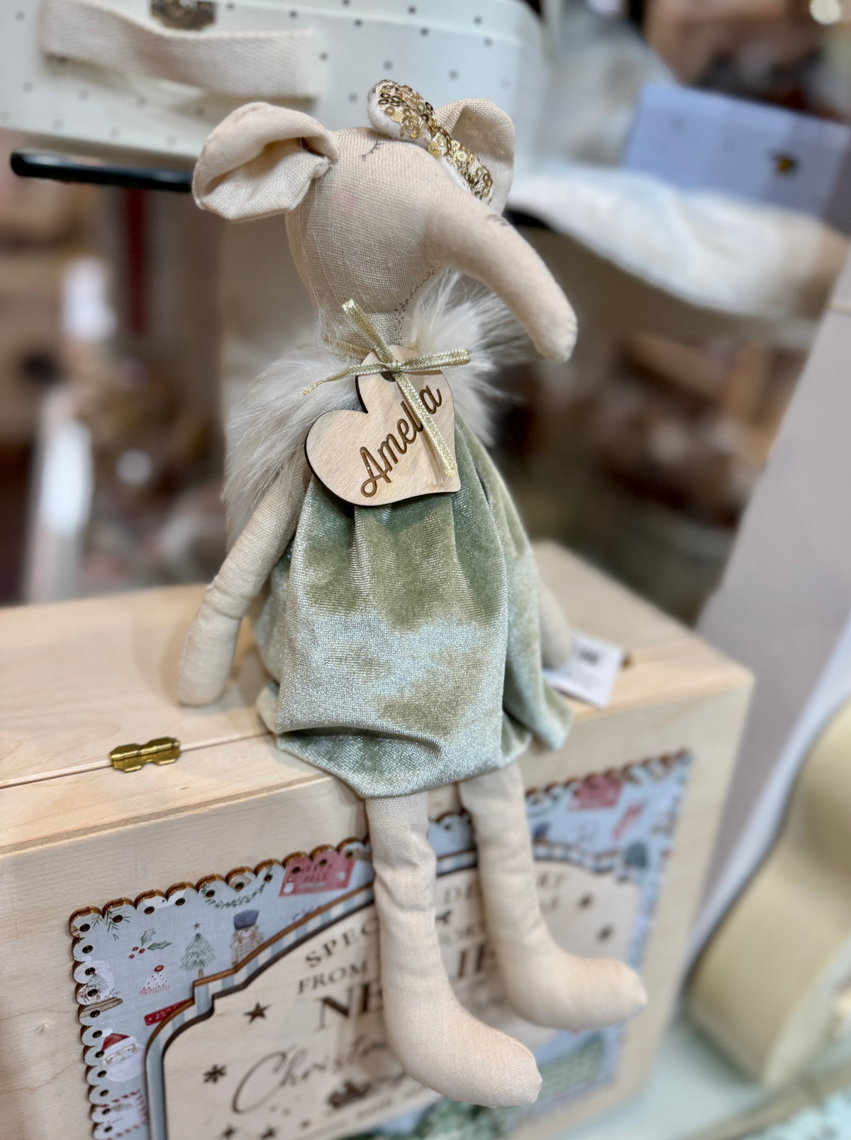 Personalised Christmas Elephant Girl Decoration – Pink or Green