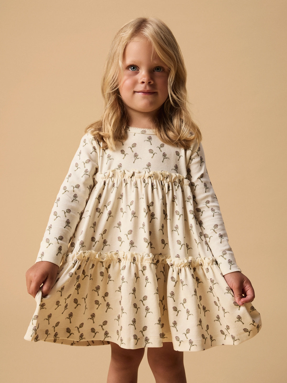 Lil’ Atelier Gayo Floral Print Dress – Cream